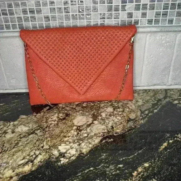 Urban Expression Handbags - Urban Expressions red clutch with gold beaded accents